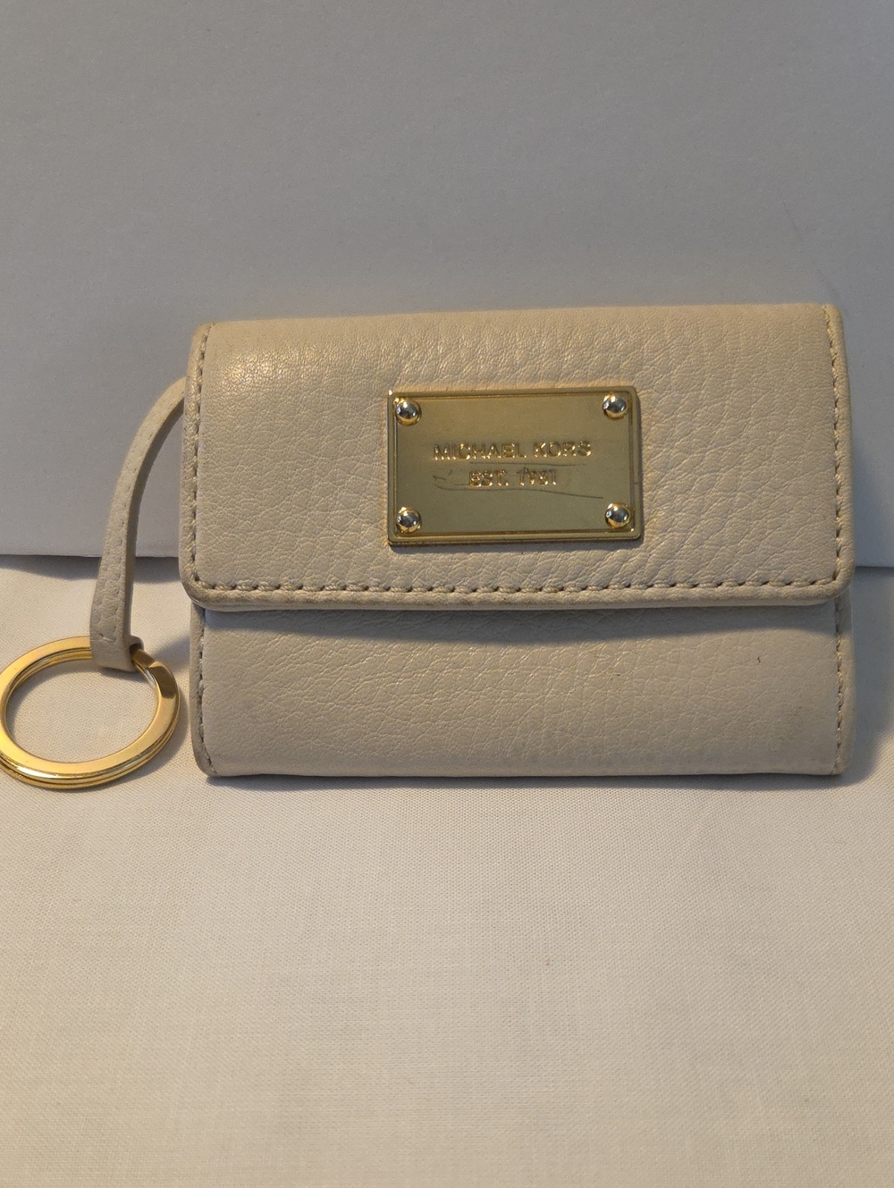 Michael Kors Cream Pebble Leather Compact Wallet
